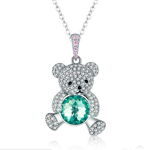 Collar con colgante de oso de plata de ley 925 y circonita, regalo para mujer entusiastas de los animales, ideal para el día de San Valentín