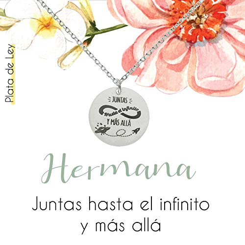Collar con mensaje para regalar a tu hermana Plata de Ley 925 - Regalos para hermanas