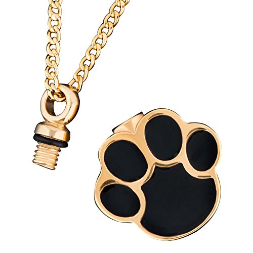 Collar con pequeña urna colgante en forma de pata de perro para cenizas de Uniqueen, de acero inoxidable chapado en oro, joya de recuerdo de cremación