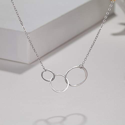 Collar de plata de ley con 3 círculos de infinito para mujer de 3 décadas, 30 años de edad