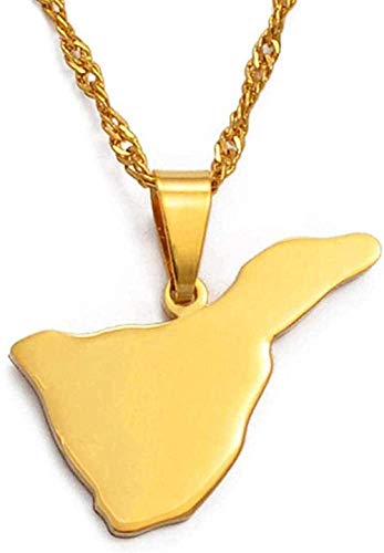 Collar España Islas Canarias Tenerife Mapa Collares Pendientes para Mujer Chica Color Dorado Joyas Regalos