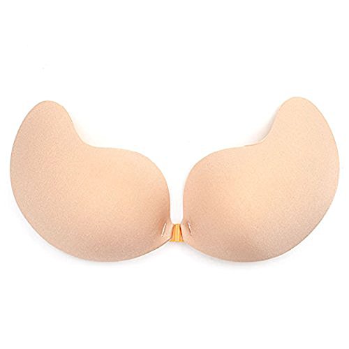 Colleer Sujetador Adhesivo, Profesional Push Up De Silicona Bra Invisible Adhesivo Reutilizable sin Tirantes Espalda para Mujer para El Vestido de La Boda (C, Beige)