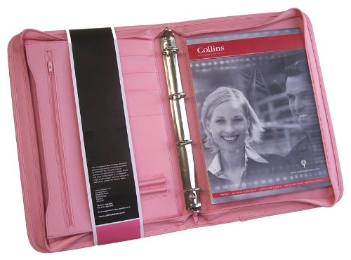 Collins- Carpeta archivadora con anillas con cremallera y acolchado externo color rosa