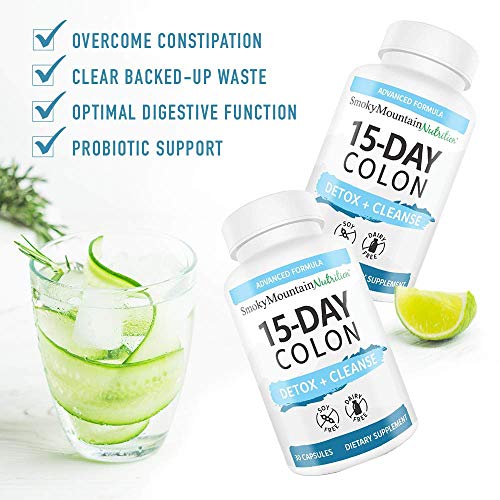 Colon Detox and Cleanse - 15 Day Quick Cleanser - Supports Weight Loss as Diet Pills for Fast Fat Loss and Metabolism Booster - Constipation and Bloating Relief - Smoky Mountain Nutrition