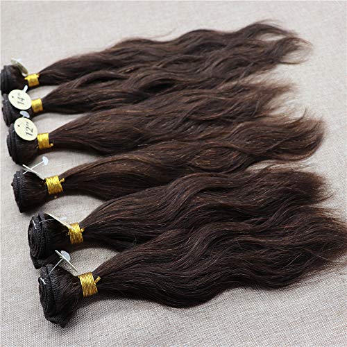 Color #4 Paquetes De Cabello Para Hacer Pelucas 10"X2pcs,12"X2pcs,14"X2pcs De Paquetes De Cabello Humano, 6pcs En Total Paquetes De Cabello Remy De Onda Natural De 200g