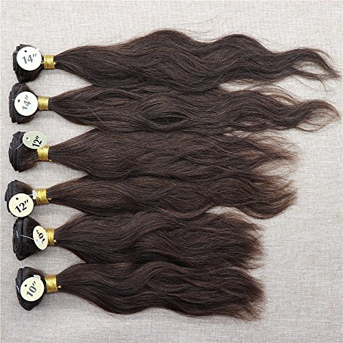 Color #4 Paquetes De Cabello Para Hacer Pelucas 10"X2pcs,12"X2pcs,14"X2pcs De Paquetes De Cabello Humano, 6pcs En Total Paquetes De Cabello Remy De Onda Natural De 200g