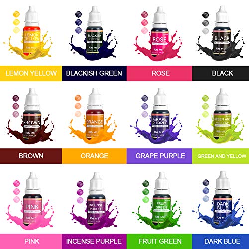 Colorante alimentario 12 * 11ML líquido altamente concentrado, los colores brillantes son fáciles de disolver y mezclar
