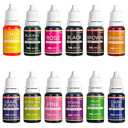 Colorante alimentario 12 * 11ML líquido altamente concentrado, los colores brillantes son fáciles de disolver y mezclar