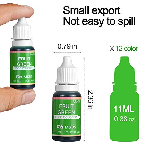 Colorante alimentario 12 * 11ML líquido altamente concentrado, los colores brillantes son fáciles de disolver y mezclar