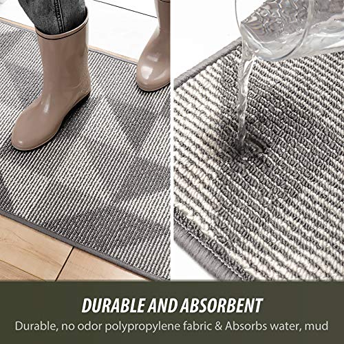 Color&Geometry Felpudo de Entrada, Alfombrilla Antideslizante, Alfombra Exterior, Lavable a Máquina para Interior, Exterior, Patio, Cocina, Pasillo, Puerta Trasera Delantera, 80 x 120 cm, Gris