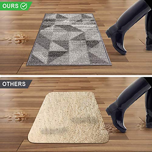 Color&Geometry Felpudo de Entrada, Alfombrilla Antideslizante, Alfombra Exterior, Lavable a Máquina para Interior, Exterior, Patio, Cocina, Pasillo, Puerta Trasera Delantera, 80 x 120 cm, Gris