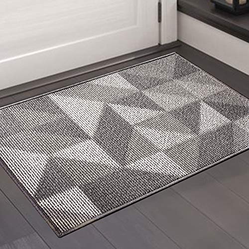 Color&Geometry Felpudo de Entrada, Alfombrilla Antideslizante, Alfombra Exterior, Lavable a Máquina para Interior, Exterior, Patio, Cocina, Pasillo, Puerta Trasera Delantera, 80 x 120 cm, Gris