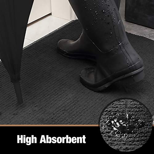 Color&Geometry Felpudo de Entrada, Interior Alfombra Alfombrilla Antideslizante, Tapete para Puerta Lavable a Máquina, Absorbente para Pasillo, Cocina, Jardín, 50 x 80 cm, Negro