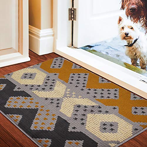 Color&Geometry Felpudo de Entrada, Interior Alfombra Antideslizante, Tapete para Puerta Lavable a Máquina, Absorbente para Pasillo, Cocina, Jardín, 80 x 100 cm, Marrón