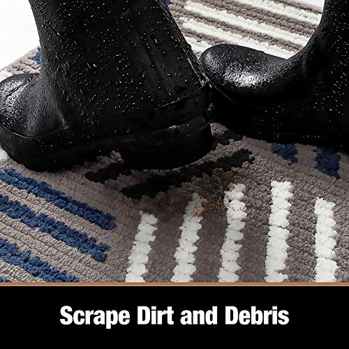 Color&Geometry Felpudo de Entrada, Interior Alfombra Antideslizante, Tapete para Puerta Lavable a Máquina, Absorbente para Pasillo, Cocina, Jardín, 80 x 120 cm, Azul