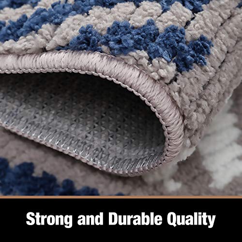 Color&Geometry Felpudo de Entrada, Interior Alfombra Antideslizante, Tapete para Puerta Lavable a Máquina, Absorbente para Pasillo, Cocina, Jardín, 80 x 120 cm, Azul