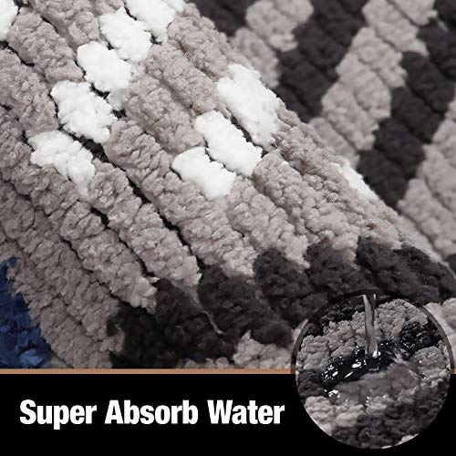 Color&Geometry Felpudo de Entrada, Interior Alfombra Antideslizante, Tapete para Puerta Lavable a Máquina, Absorbente para Pasillo, Cocina, Jardín, 80 x 120 cm, Azul