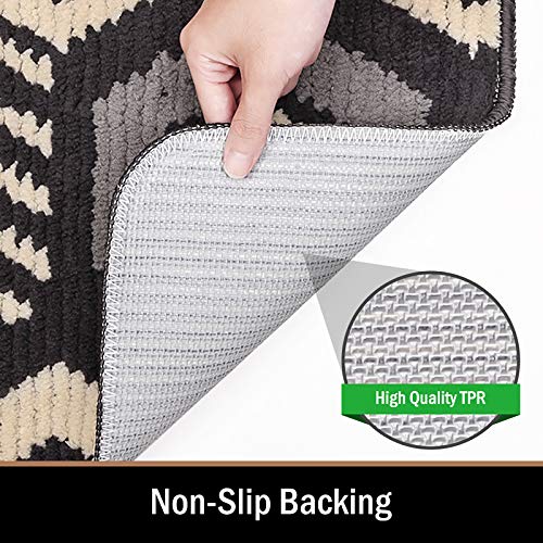 Color&Geometry Felpudo de Entrada, Interior Alfombra Antideslizante, Tapete para Puerta Lavable a Máquina, Absorbente para Pasillo, Cocina, Jardín, 90 x 150 cm, Negro