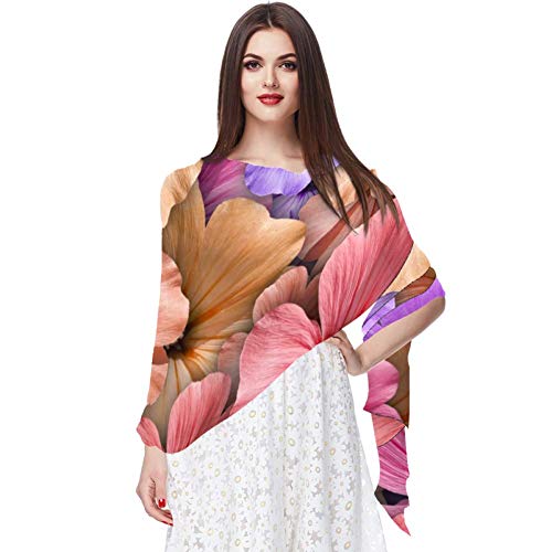 Coloridas Flores de Geranio Bufanda Bufandas Infinity Lightweight Long Sheer Wrap Shawl for Women