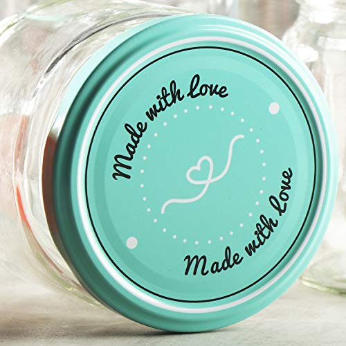 COM-FOUR® 12x tarros de albañil con tapón de rosca"Made with love" en verde y rosa - hasta Ø 82 mm - hasta 250 ml