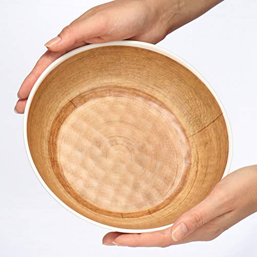 com-four® 2X Cuenco de melamina - Cuenco de plástico de melamina - Cuenco Multifuncional con Motivo de Madera para Fruta, muesli, Patatas Fritas - irrompible