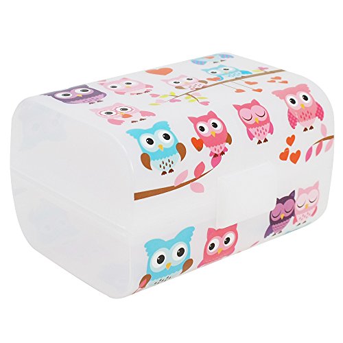 COM-FOUR® fiambrera"Búhos" para llevar - fiambrera con 3 compartimentos - fiambrera 17 x 13 x 10 cm (001 piezas -"búhos")