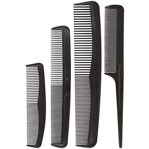 com-four® Juego de Peine de 16 Piezas - Peine para peluquería y Barba - Peine para Mujeres, Hombres y niños (16 Piezas - Negro)