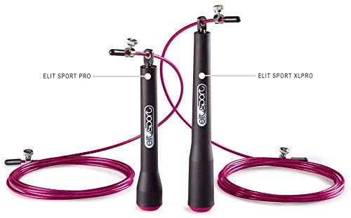 Comba de Velocidad ELIT SPORT - Corssfit Speed Rope - Rodamientos Metálicos de Alta Calidad. Cable de Acero de 2.5 mm de Alta Velocidad con Recubrimiento de PVC. Comba Profesional. Hombre y Mujer