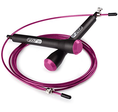 Comba de Velocidad ELIT SPORT - Corssfit Speed Rope - Rodamientos Metálicos de Alta Calidad. Cable de Acero de 2.5 mm de Alta Velocidad con Recubrimiento de PVC. Comba Profesional. Hombre y Mujer