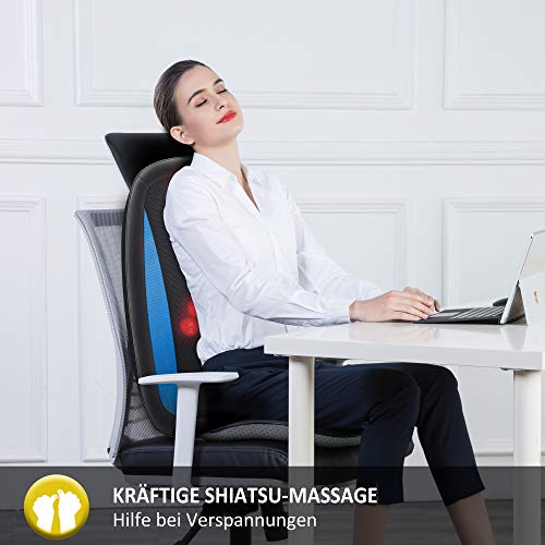 Comfier Respaldo de Masaje Shiatsu con Función Calor, Masajeador Cojín de Asiento de Masaje Profundo con Vibración para Toda la Espalda, Cintura, Caderas y Muslos en Casa, Oficina o Coche