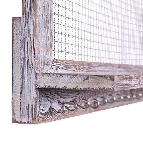 Comfify Organizador de Joyas rústicas - Montado en Pared Organizador de Joyas con extraíble Pulsera Rod y 16 Ganchos Pendientes, Collar y Porta Pulseras - Blancos rústicos