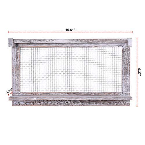 Comfify Organizador de Joyas rústicas - Montado en Pared Organizador de Joyas con extraíble Pulsera Rod y 16 Ganchos Pendientes, Collar y Porta Pulseras - Blancos rústicos