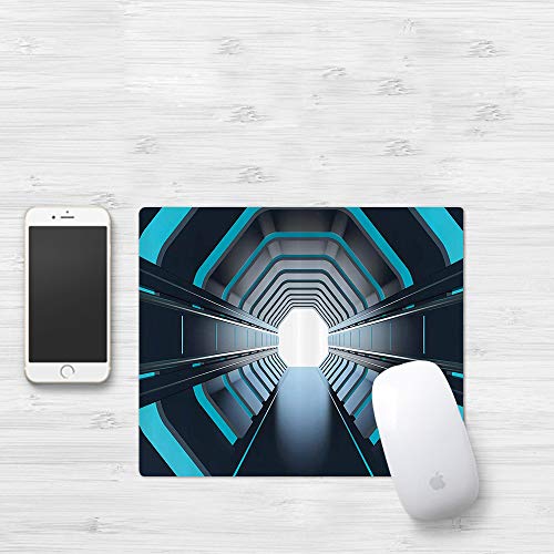 Comfortable Mouse Pad 320x250 mm,Espacio exterior, túnel con pasaje de luces de neón Art,Gaming Matte superficie lisa para ratón de goma antideslizantes con Designs para gamer y Office trabajo32x25 cm