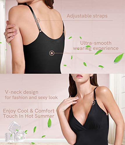 COMFREE Bodies Moldeadores para Mujer Control del Vientre Adelgazantes Bodysuit sin Costuras Pospartoria Negro S