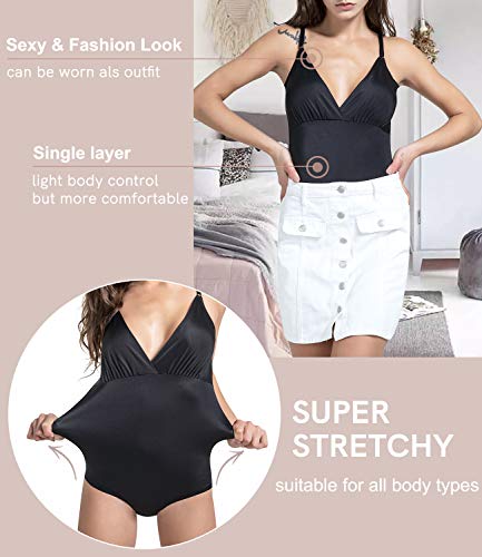 COMFREE Bodies Moldeadores para Mujer Control del Vientre Adelgazantes Bodysuit sin Costuras Pospartoria Negro S