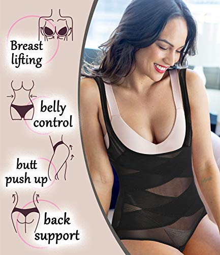 COMFREE Reductor Bodies Moldeadores Braguitas Moldeadoras Completas para Mujer Body Shaper Abdomen Adelgazante Cómodo y Ligero Negro S