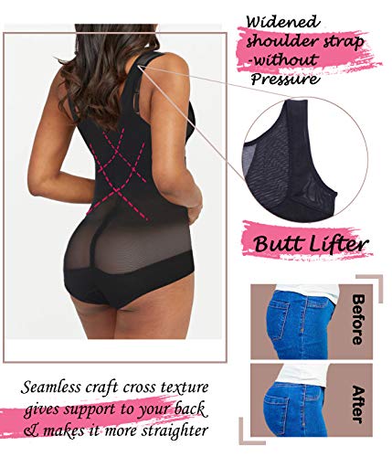 COMFREE Reductor Bodies Moldeadores Braguitas Moldeadoras Completas para Mujer Body Shaper Abdomen Adelgazante Cómodo y Ligero Negro S