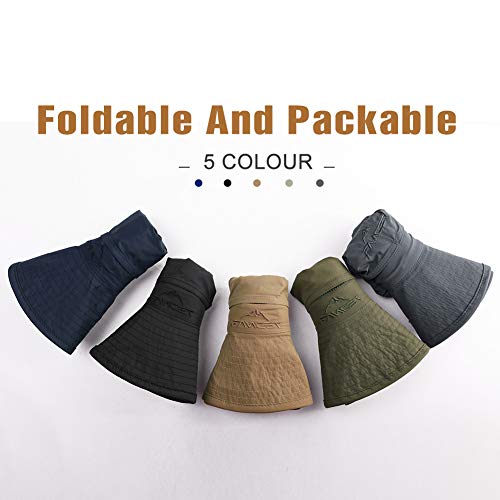 Comhats Sombrero de protección Solar UPF 50 con Visera Ancha y protección UV, Plegable, para Verano, al Aire Libre, para Safari, Pesca, Correa Ajustable para la Barbilla