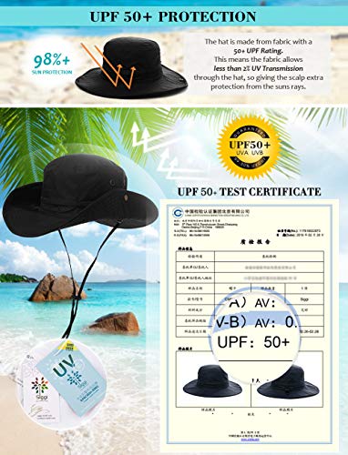 Comhats Sombrero de protección Solar UPF 50 con Visera Ancha y protección UV, Plegable, para Verano, al Aire Libre, para Safari, Pesca, Correa Ajustable para la Barbilla