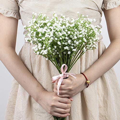 Comius Sharp 12 Piezas Plantas Artificiales Gypsophila, Flores Artificiales Falsos, Artificial Gypsophila Paniculata Flor para Bodas, Manualidades, Hogar, Fiestas o Regalo por San Valentín (Blanco)
