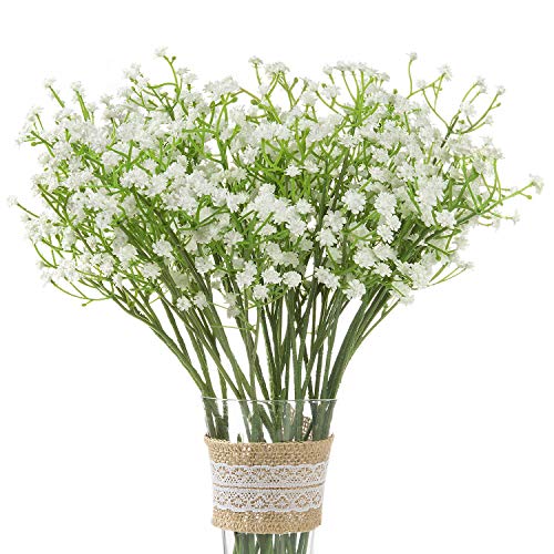 Comius Sharp 12 Piezas Plantas Artificiales Gypsophila, Flores Artificiales Falsos, Artificial Gypsophila Paniculata Flor para Bodas, Manualidades, Hogar, Fiestas o Regalo por San Valentín (Blanco)