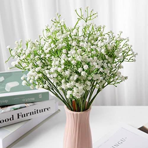 Comius Sharp 12 Piezas Plantas Artificiales Gypsophila, Flores Artificiales Falsos, Artificial Gypsophila Paniculata Flor para Bodas, Manualidades, Hogar, Fiestas o Regalo por San Valentín (Blanco)