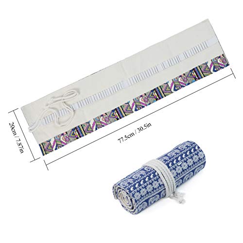 Comius Sharp 2 Piezas Lona Bolso para Lápices con 72 Agujeros, Estuche Enrollable para Lápices Portalápices de Lona Organizador para Envolver Lápices Lápiz, Escuela, Oficina (Estilo 1)