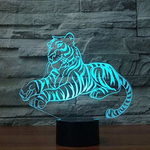 con Buena calidad Panel Acrílico Base ABS Tigre 16 Cambio de Color Lámpara de Noche de Ilusión óptica 3D