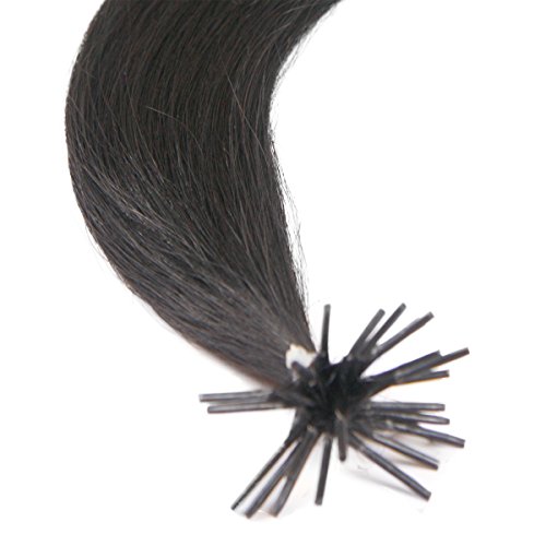 Con goma se envía ya para el hombre para el pelo de extensión de-stick-Tip # - 1 de color negro-Remy de chorro de para el pelo-0.6g x25 con tiras de-de clasificación AAA