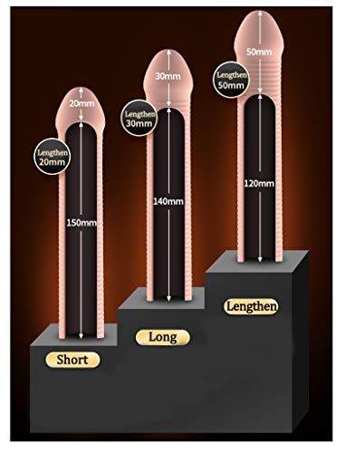 CondóN Macho Extendido Tridimensional Roscado De Puerto úNico Juguete Anticonceptivo Retractable Retractable Del Sexo De Los Pares Multifuncionales De La EyaculacióN Reutilizable (Alargar 50mm)