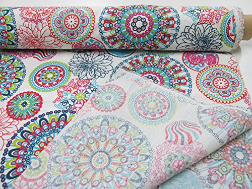 Confección Saymi Metraje 0,50 MTS Tejido loneta Estampada Ref. Mandala Azul, con Ancho 2,80 MTS.