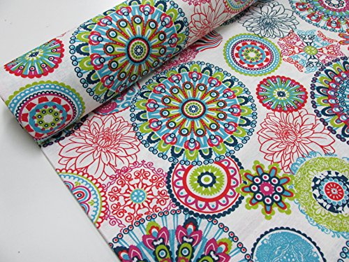 Confección Saymi Metraje 0,50 MTS Tejido loneta Estampada Ref. Mandala Azul, con Ancho 2,80 MTS.