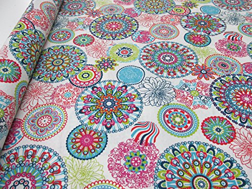 Confección Saymi Metraje 0,50 MTS Tejido loneta Estampada Ref. Mandala Azul, con Ancho 2,80 MTS.