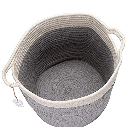 Conjunto de cesta de almacenamiento en forma oval 40,6 x 33 cm de cuerda de hilo de algodó Cesta con asas para almacenamiento en habitación de los niñ Grey & Nature